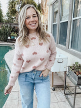 Blush Sweater with Mauve Hearts