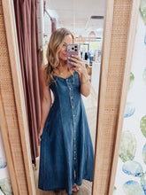 Coastal Coffee Run Button Front Tencel Maxi Dress - Denim