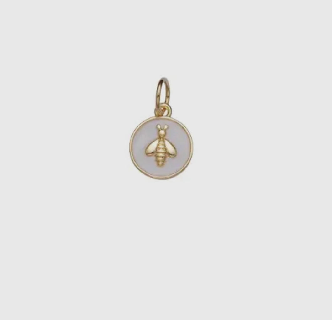 White Enamel Bee Charm Bar