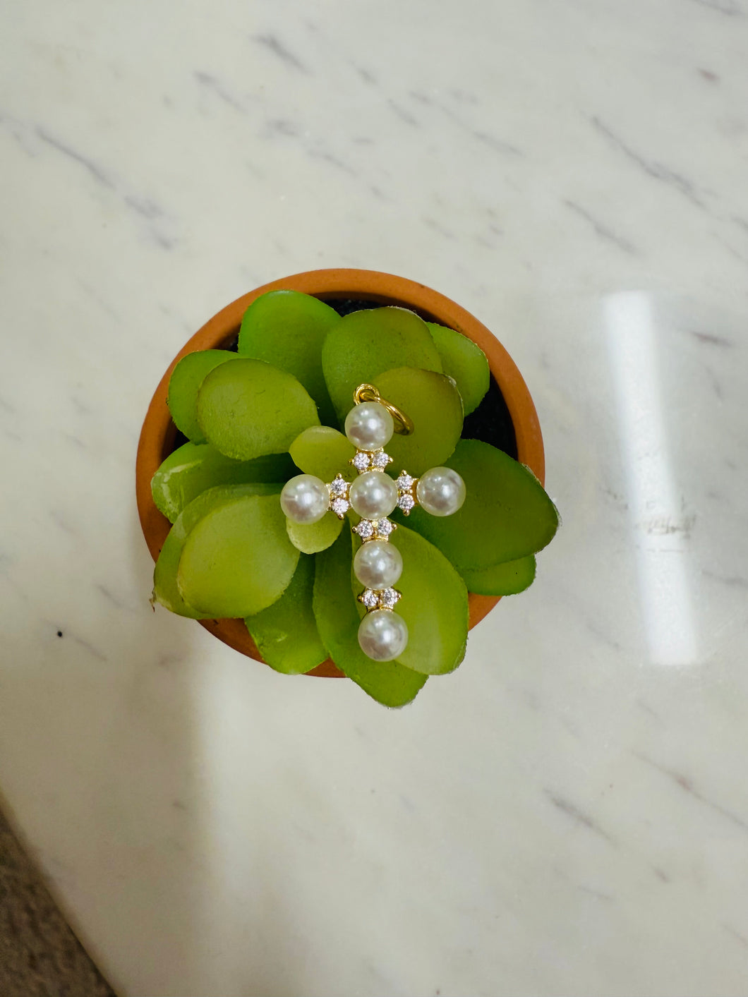 Gothic Pearl Cross Charm Bar