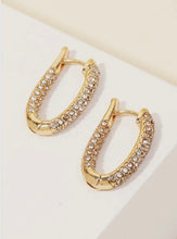 Pave Oval Hinge Hoop Earrings