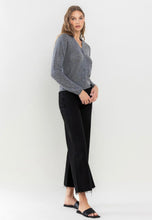 Sawyer High Rise Raw Hem Wide Leg - Jet Black