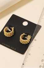 Vintage Gold Rope Chain Hoop Earrings - Gold