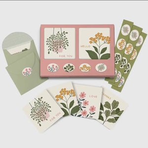 Floral Mini Note Card Set with Stickers