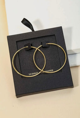 Secret Box Gold Dipped Thin Hoop Earrings - Gold
