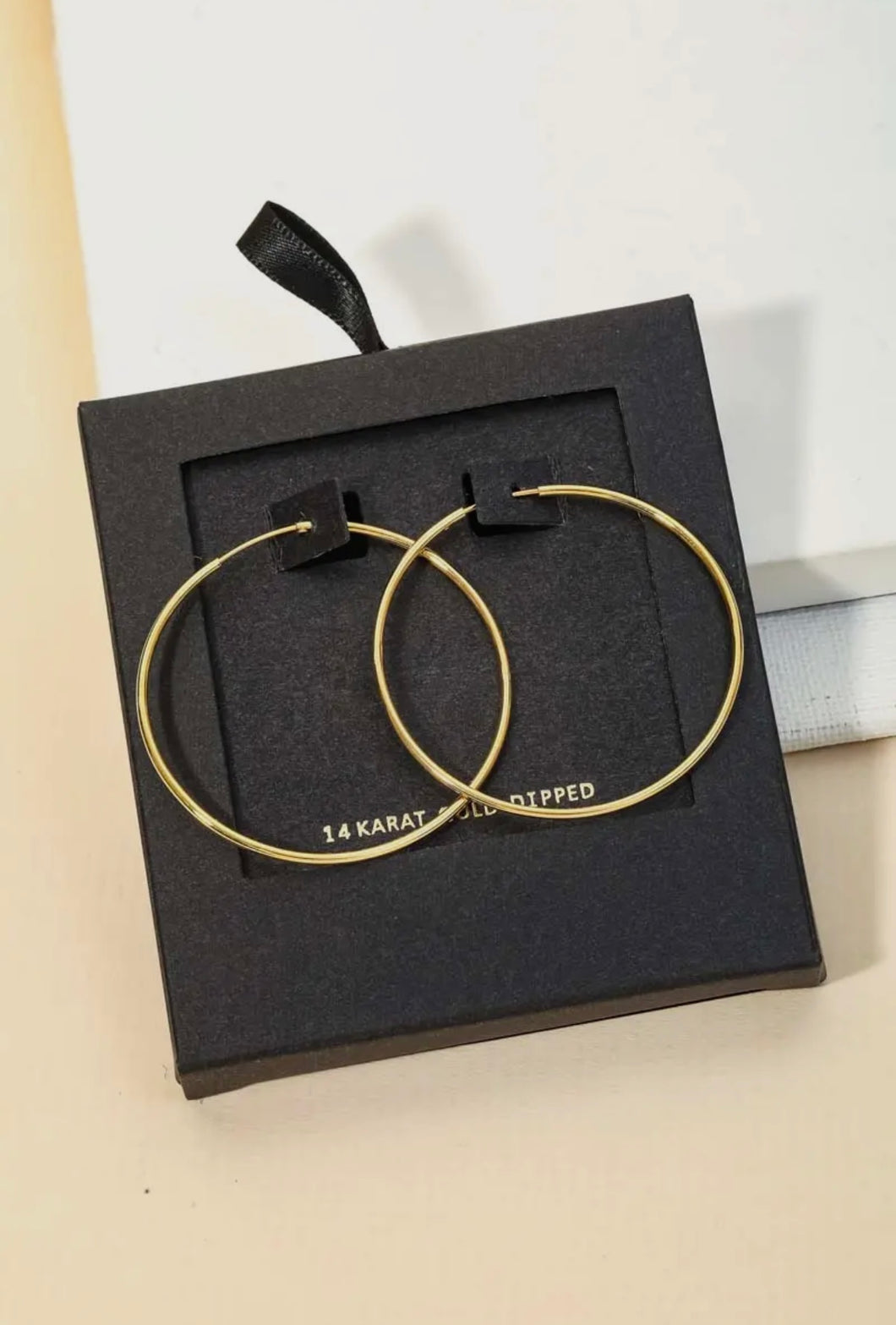 Secret Box Gold Dipped Thin Hoop Earrings - Gold