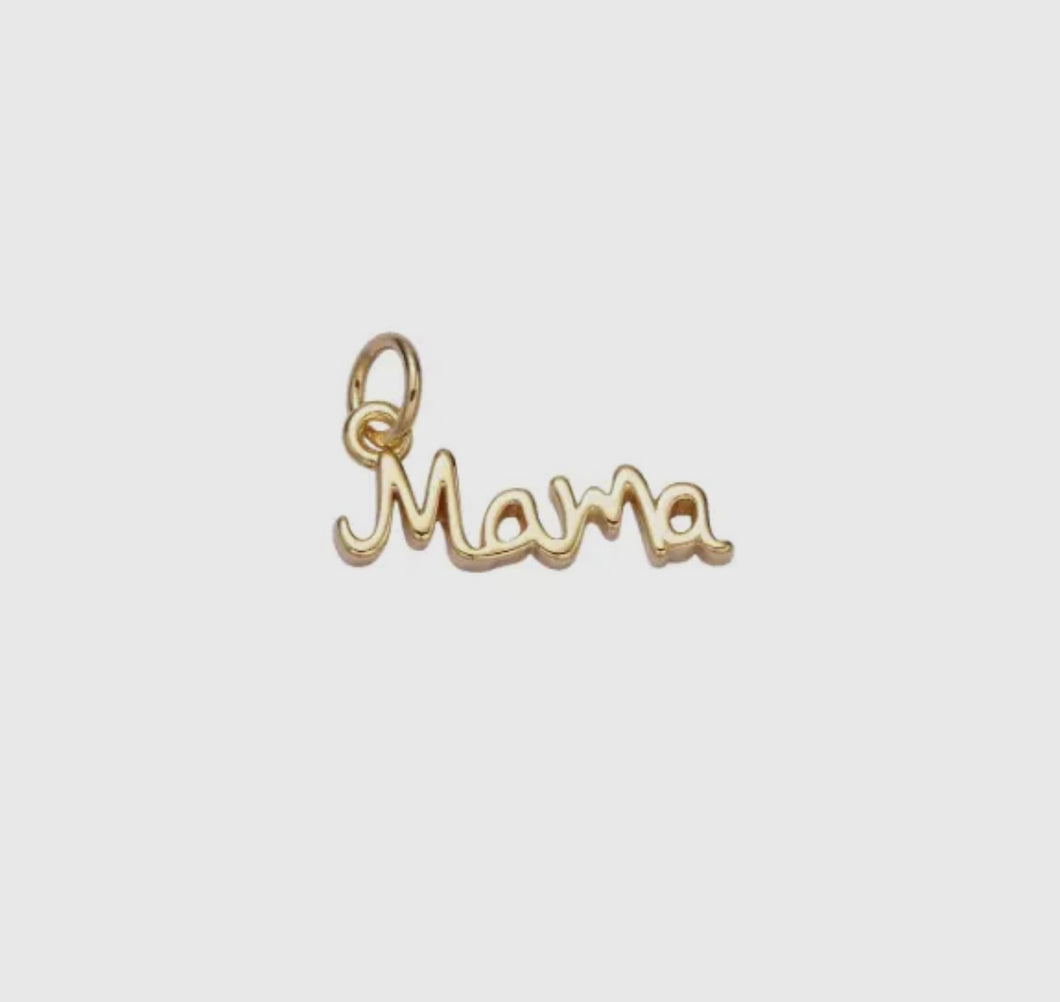 Tiny Cursive Mama Charm Bar - Gold