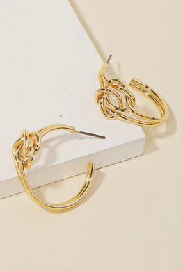 Knot Hoop Earrings - Gold