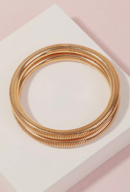 Elastic Coiled Bracelet Set - Gold