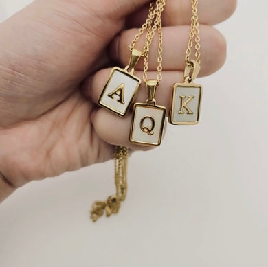 Square Initial 18k Gold-Plated Necklace