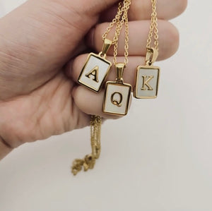 Square Initial 18k Gold-Plated Necklace