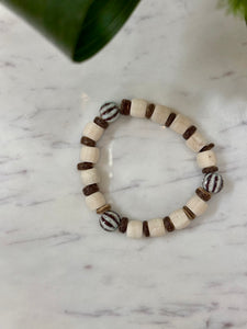 Chunky Wood & Bead Bracelet - Natural