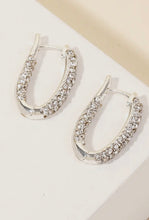 Pave Oval Hinge Hoop Earrings