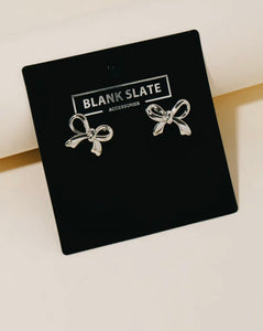 Small Bow Stud Earrings - Silver