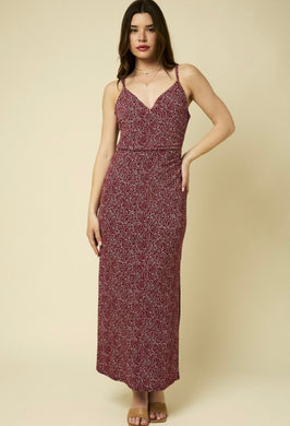 D17487C Surplice Abstract Print Maxi Dress