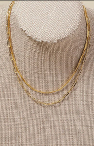 Snake and Oval Layered Chain Necklace