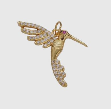 Hummingbird Charm Bar - Gold