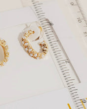 Gold Dipped CZ and Pearl Pave Oval Hoop Earrings