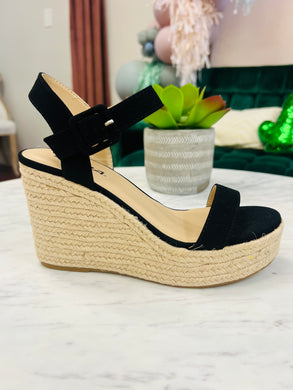 FINAL SALE Miramar Wedge Sandals - Black