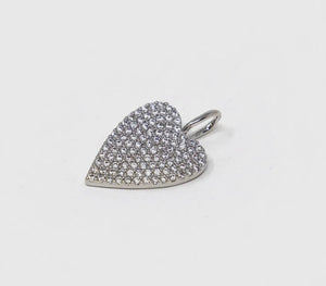 Moody Heart Charm Bar - Silver/Clear Crystals