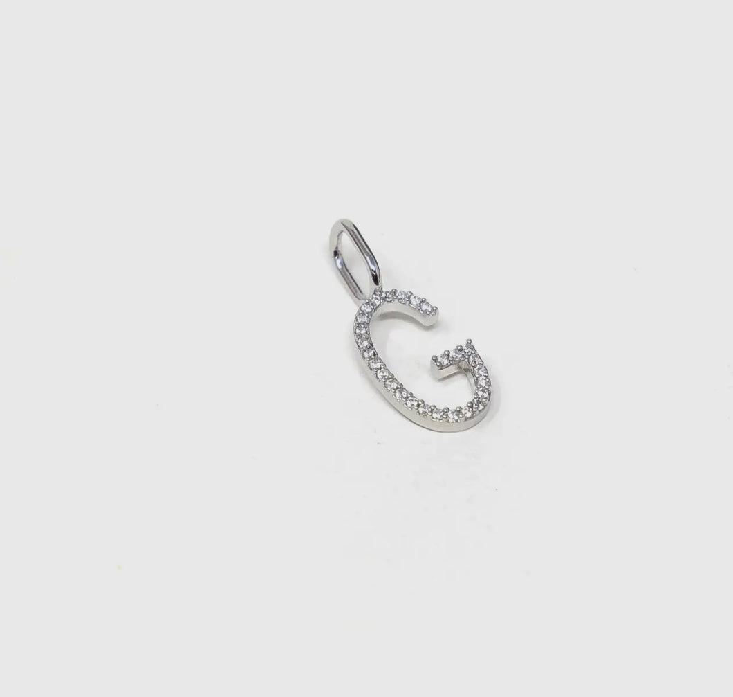 Sleek Initial Charm Bar - Silver