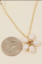 Pearl And Metallic Beaded Flower Pendant Necklace