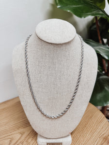 Rope Chain Necklace 22" - Silver