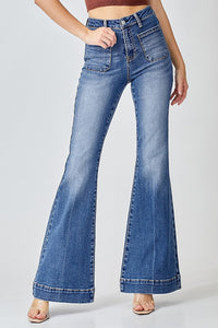 Bailey High Rise Front Patch Pocket Bell Bottom Jeans