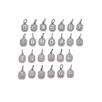 Silver Tag Letter Charm Bar Letter Initials - Silver