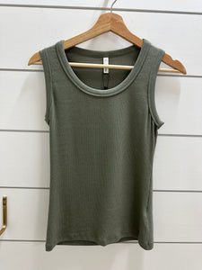 Basic Ribbed Knit Tank - Green