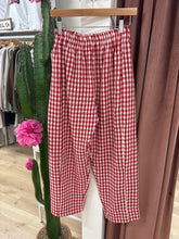 Firecracker Gingham Pattern Elastic Band Waist Pants