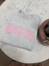 Morgan Hill Crew Sweatshirt - Grey with Pink Letters ✨ In Stock