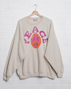 Peace Sign Graphic Sweatshirt - Sand