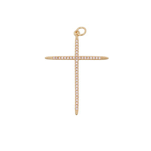 Skinny Cross Charm Bar - Gold