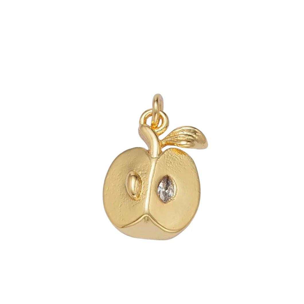 Apple Slice Charm Bar - Gold