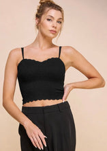 Laser Cut Scallop Edge Ditsy Lace Bralette - Black