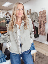 Willow Creek Gingham Collared Twill Jacket - Olive