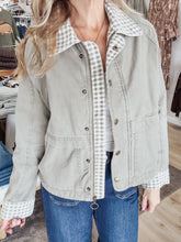 Willow Creek Gingham Collared Twill Jacket - Olive