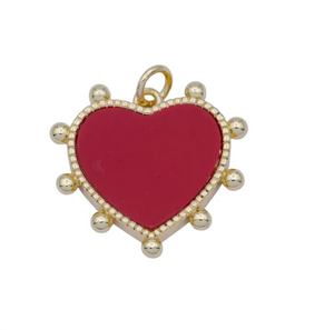 Red Stud Heart Charm Bar