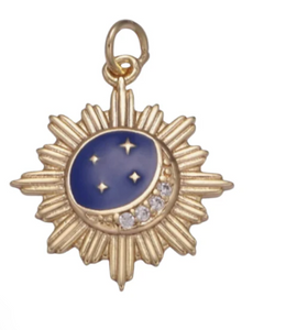 Navy Sun and Moon Coin Charm Bar