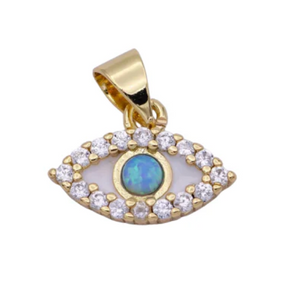 Blue Evil Eye with Pavé Detail Charm Bar