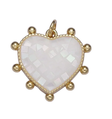 Stud Pearl Mosaic Heart Charm Bar