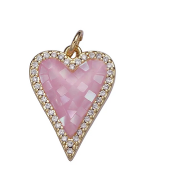 Pink Oblong Mosaic Heart Charm Bar