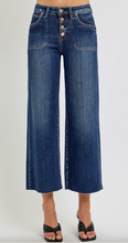 Carlie High Rise Crop Wide Leg Button Up Jeans - Dark