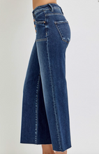 Carlie High Rise Crop Wide Leg Button Up Jeans - Dark