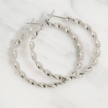 18K Gold PVD Stainless Steel Twist Hoop Earrings - Stainless / 30mm