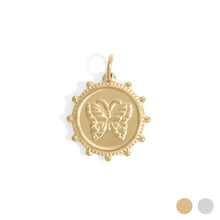18K Gold PVD Stainless Steel Butterfly Pendant Charm Bar - Gold