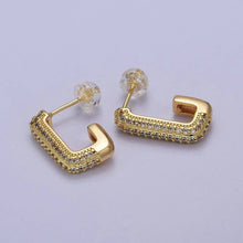CZ Oblong Hoop Earrings