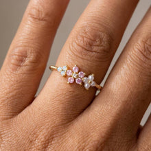 Delicate Gold Dipped Cz Floral Ring: Gold