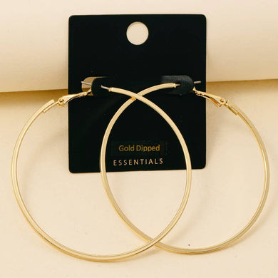 Gold Dipped Large Latch Hoop Earrings - Gold